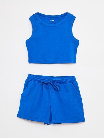 Ensemble débardeur + short uni - 2 pièces