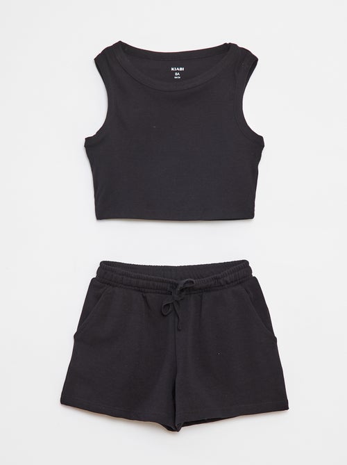 Ensemble débardeur + short uni - 2 pièces - Kiabi