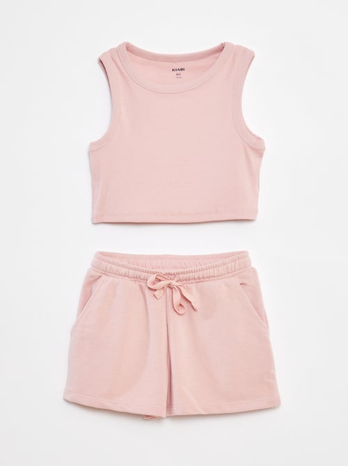 Ensemble débardeur + short uni - 2 pièces - Kiabi