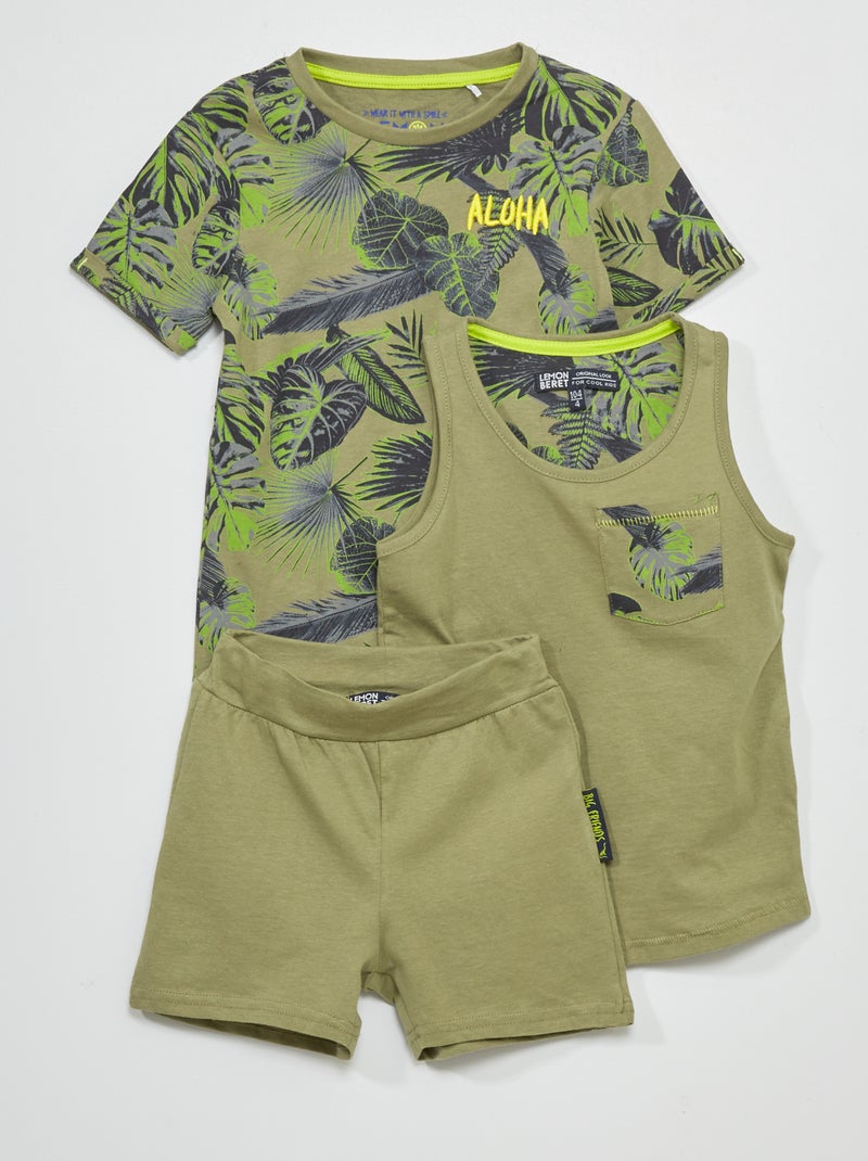 Ensemble + débardeur + tee-shirt kaki - Kiabi