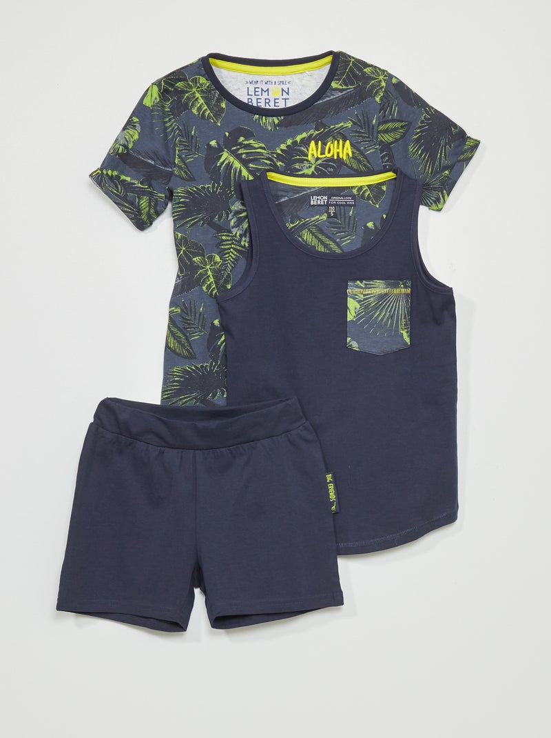 Ensemble + débardeur + tee-shirt noir - Kiabi