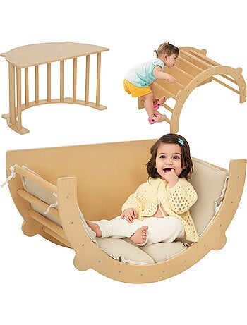 Ensemble d'escalade en bois 3 en 1 - arche, bascule, table - coussin inclus