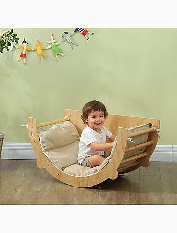 Ensemble d'escalade en bois 3 en 1 - arche, bascule, table - coussin inclus