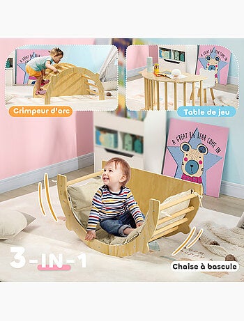 Ensemble d'escalade en bois 3 en 1 - arche, bascule, table - coussin inclus