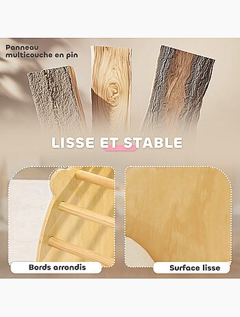 Ensemble d'escalade en bois 3 en 1 - arche, bascule, table - coussin inclus