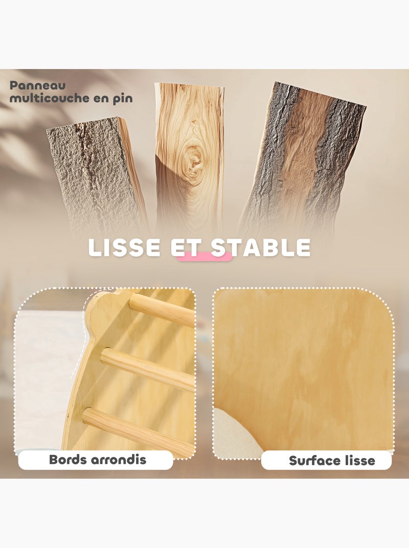 Ensemble d'escalade en bois 3 en 1 - arche, bascule, table - coussin inclus Beige - Kiabi