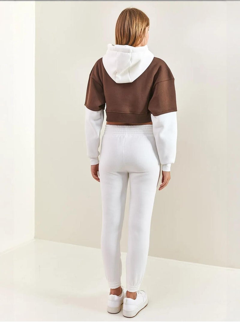 Ensemble deux pièces à capuche et imprimé en fil brossé bianco lucci Marron chocolat - Kiabi