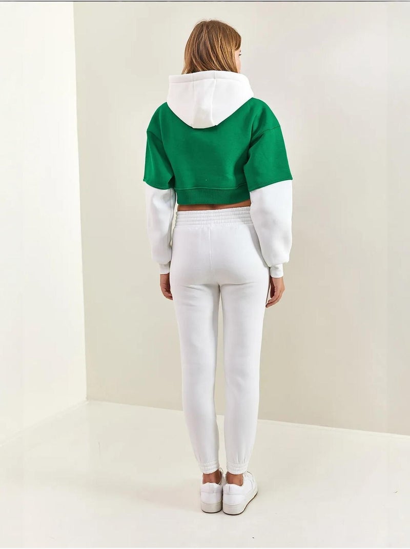 Ensemble deux pièces à capuche et imprimé en fil brossé bianco lucci Vert - Kiabi