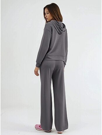 Ensemble deux pièces à capuche, taille haute et jambes larges