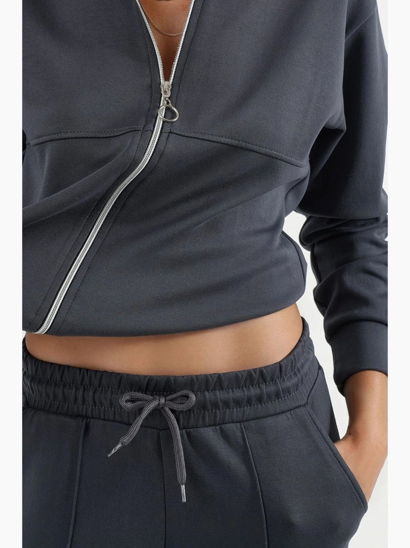 Ensemble deux pièces à capuche, taille haute et jambes larges hiccup Gris - Kiabi