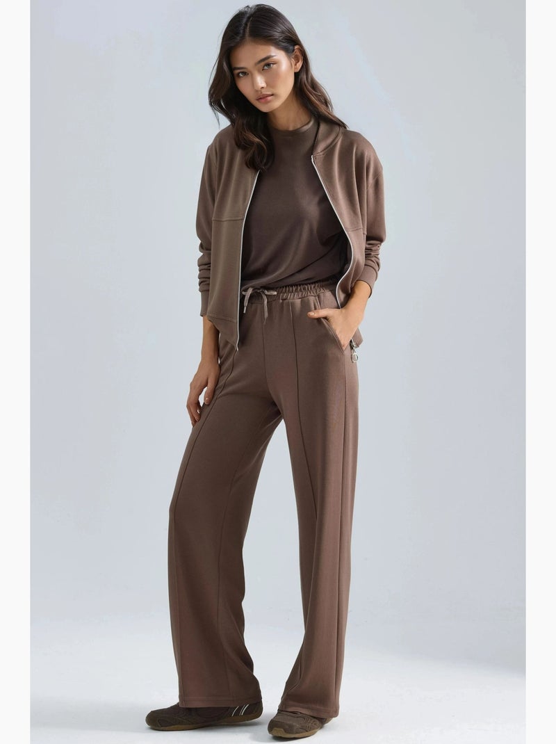 Ensemble deux pièces à capuche, taille haute et jambes larges hiccup Marron clair - Kiabi