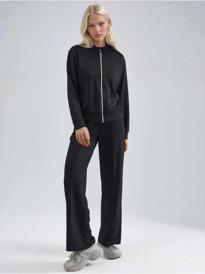 Ensemble deux pièces à capuche, taille haute et jambes larges hiccup Noir - Kiabi