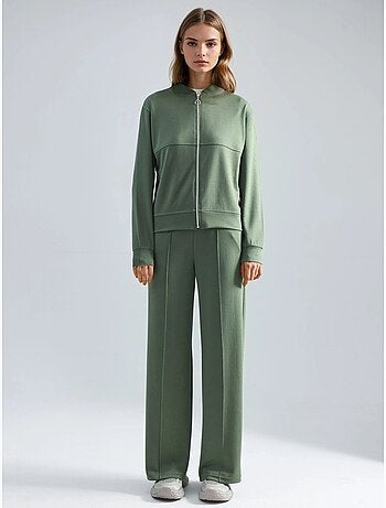 Ensemble deux pièces à capuche, taille haute et jambes larges