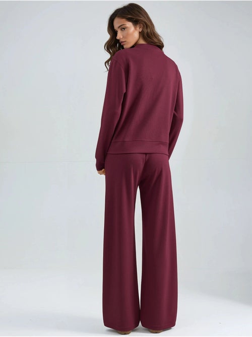 Ensemble deux pièces à capuche, taille haute et jambes larges - Kiabi