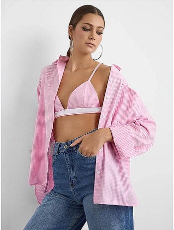 Ensemble deux pièces à carreaux surdimensionné avec col chemise hiccup