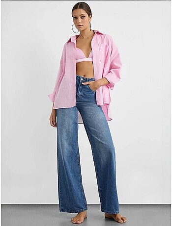 Ensemble deux pièces à carreaux surdimensionné avec col chemise hiccup