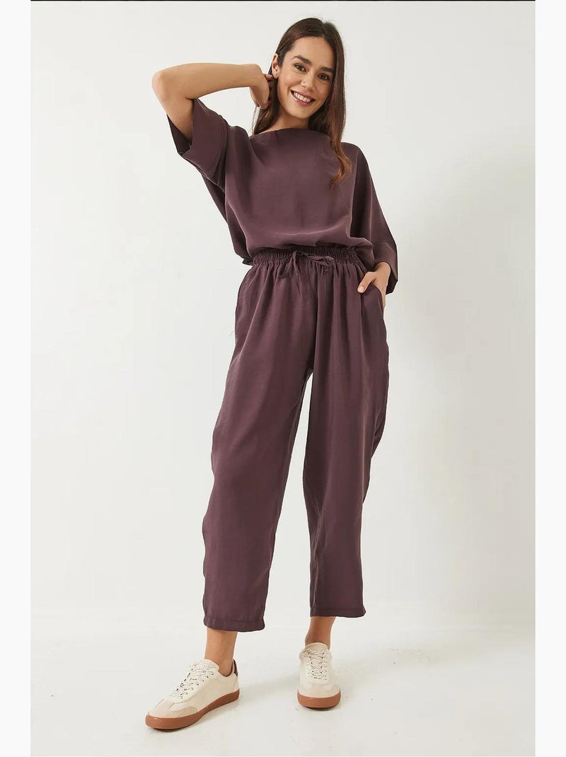Ensemble deux pièces à col bateau surdimensionné lucci Violet aubergine - Kiabi