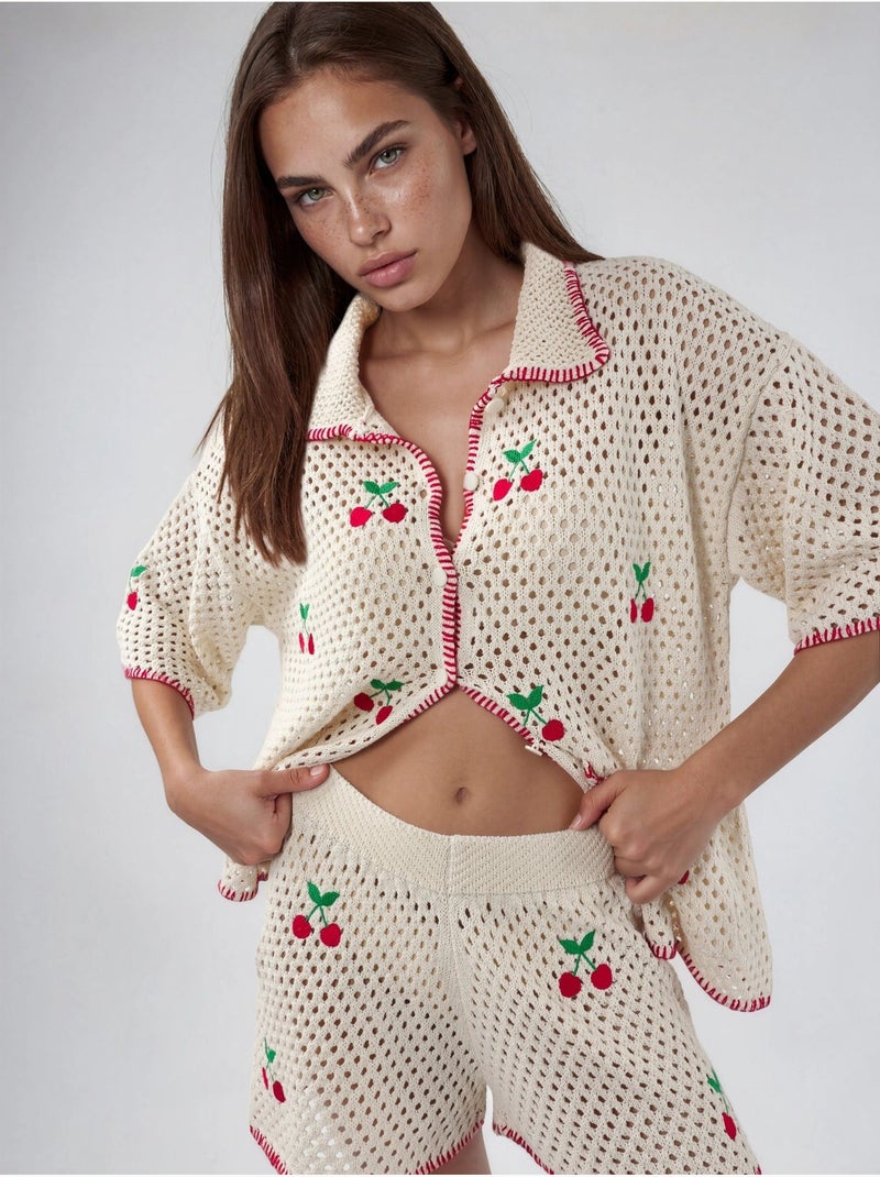 Ensemble deux pièces à col polo brodé Multicolore - Kiabi