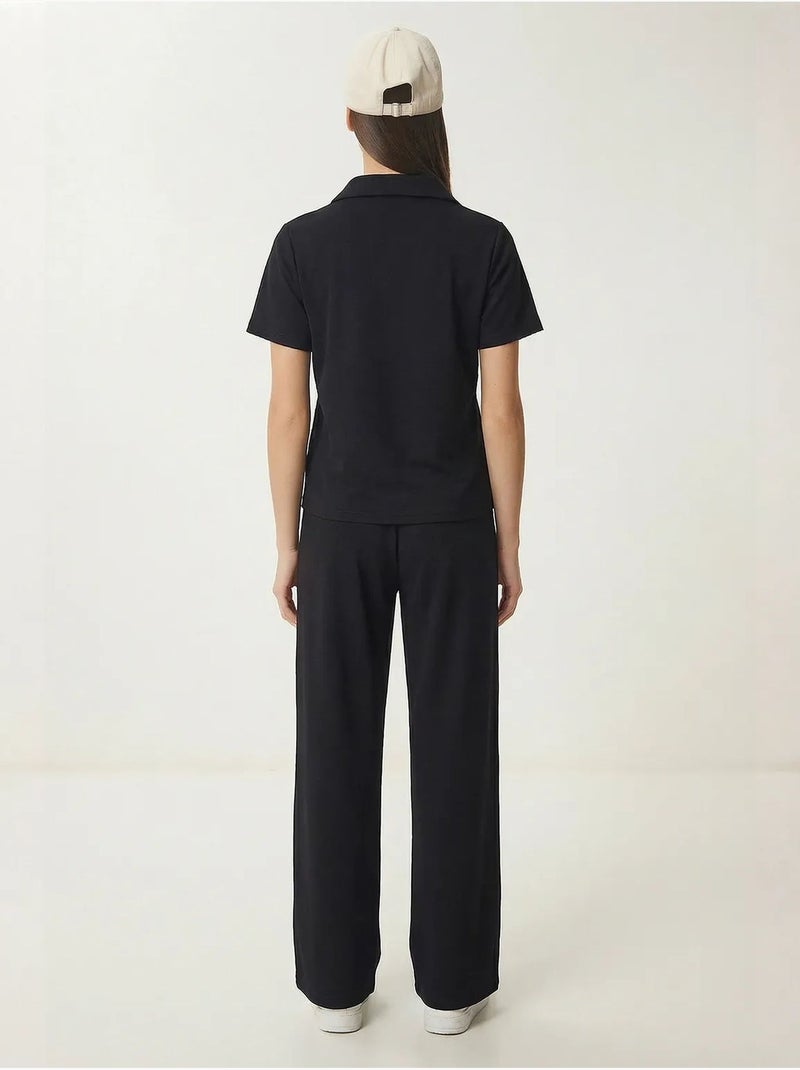 Ensemble deux pièces à col polo taille mi-haute istanbul Noir - Kiabi