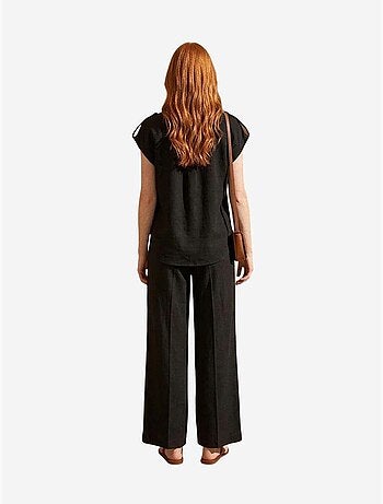 Ensemble deux pièces à jambes larges taille haute avec col de chemise my fashion