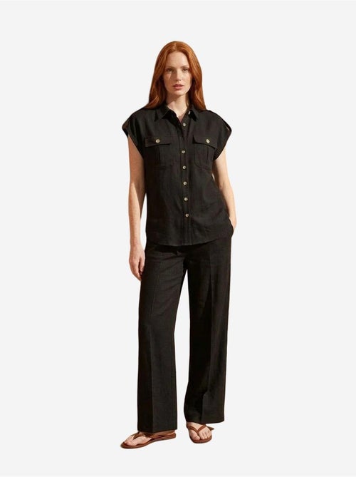Ensemble deux pièces à jambes larges taille haute avec col de chemise my fashion - Kiabi Ensemble deux pièces à jambes larges taille haute avec col de chemise my fashion - Kiabi