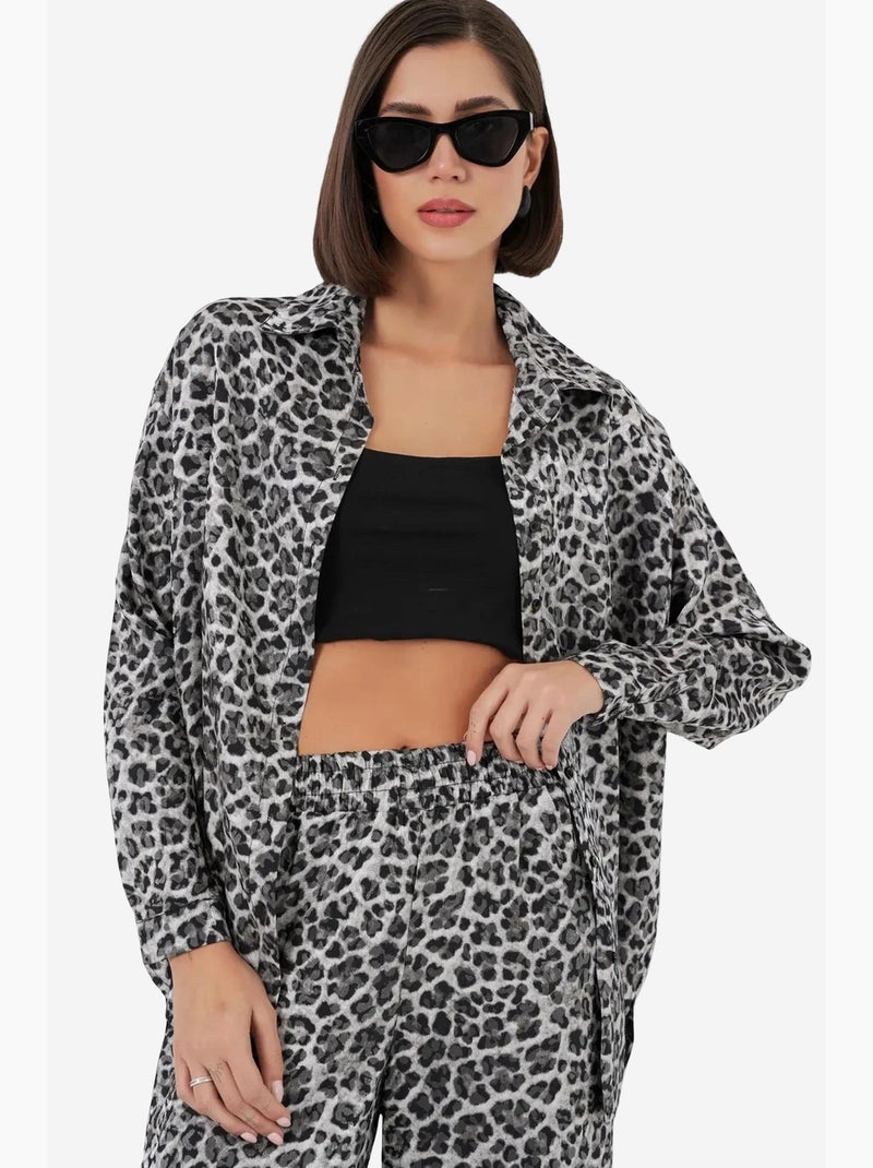 Ensemble deux pièces à motif léopard bdart Gris Noir - Kiabi