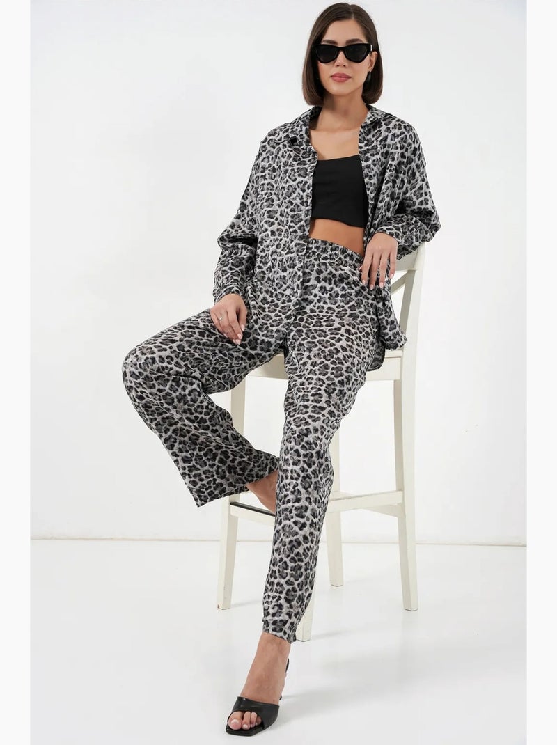 Ensemble deux pièces à motif léopard bdart Gris Noir - Kiabi