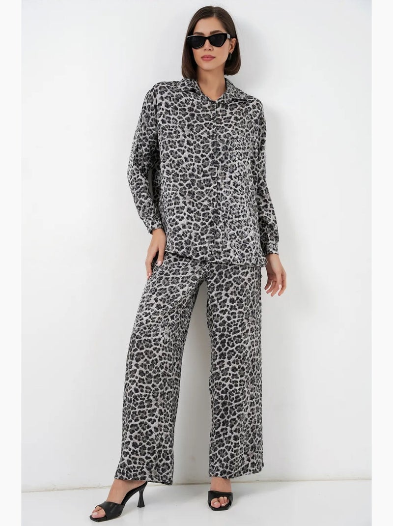 Ensemble deux pièces à motif léopard bdart Gris Noir - Kiabi