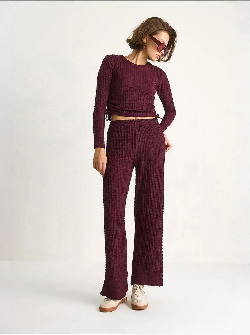 Ensemble deux pièces ajusté avec pantalon évasé lucci Mauve - Kiabi