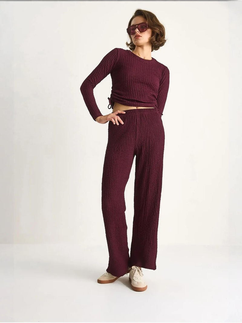 Ensemble deux pièces ajusté avec pantalon évasé lucci Mauve - Kiabi