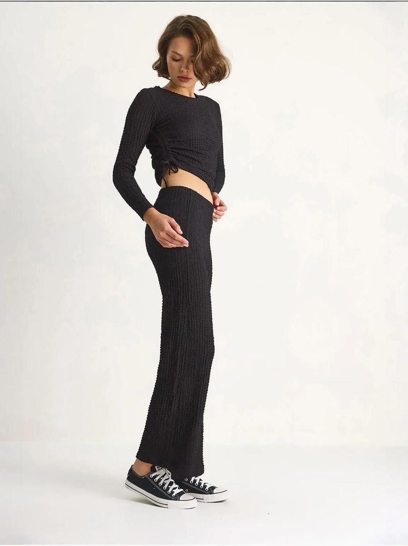 Ensemble deux pièces ajusté avec pantalon évasé lucci Noir - Kiabi