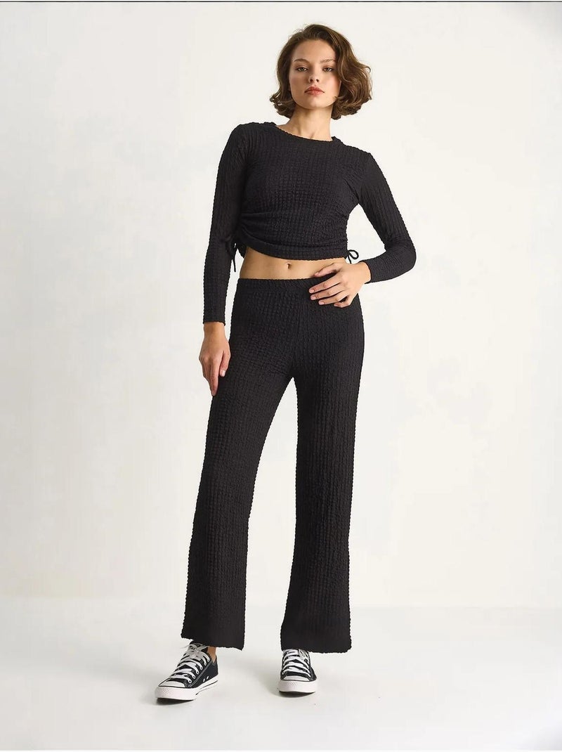 Ensemble deux pièces ajusté avec pantalon évasé lucci Noir - Kiabi