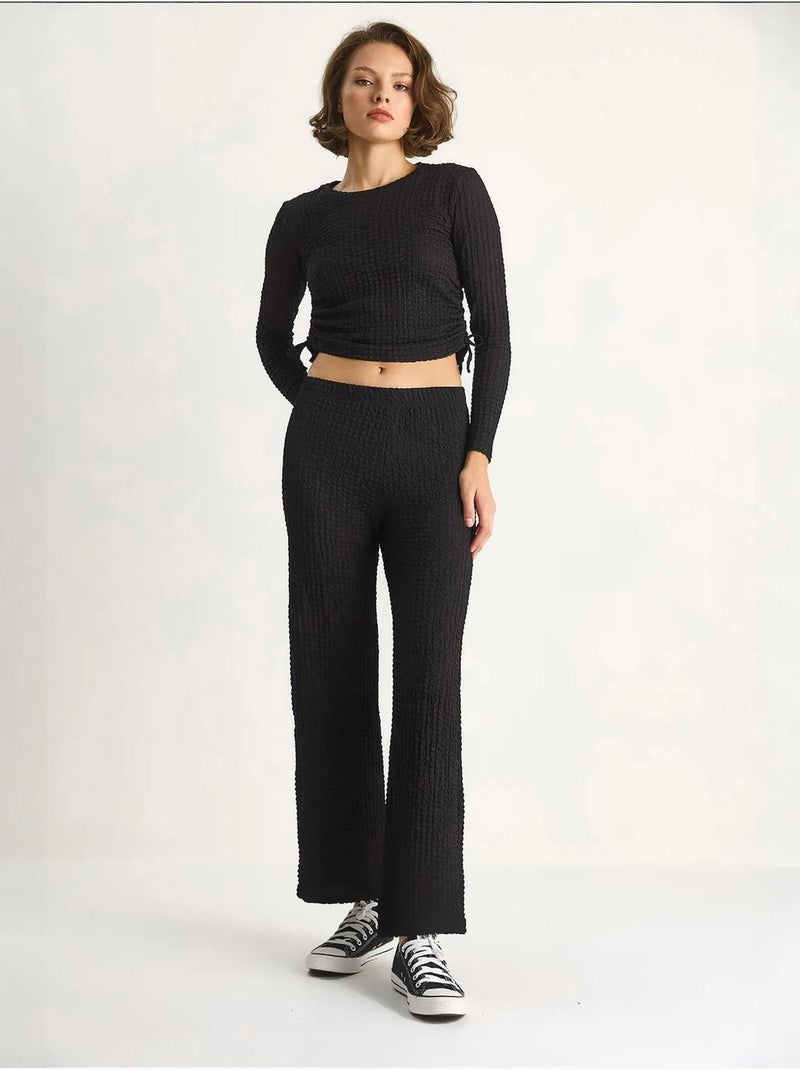Ensemble deux pièces ajusté avec pantalon évasé lucci Noir - Kiabi
