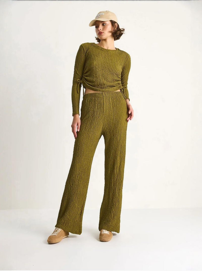 Ensemble deux pièces ajusté avec pantalon évasé lucci Vert - Kiabi