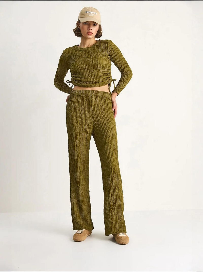 Ensemble deux pièces ajusté avec pantalon évasé lucci Vert - Kiabi