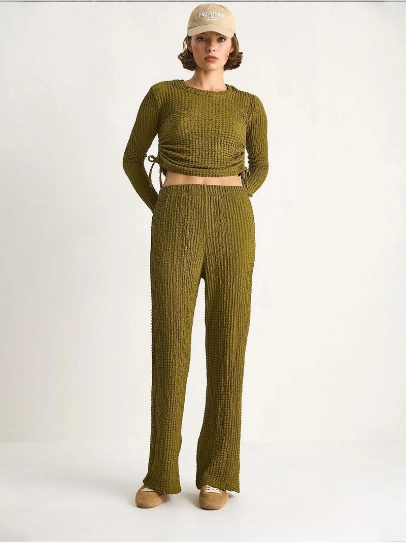 Ensemble deux pièces ajusté avec pantalon évasé lucci Vert - Kiabi