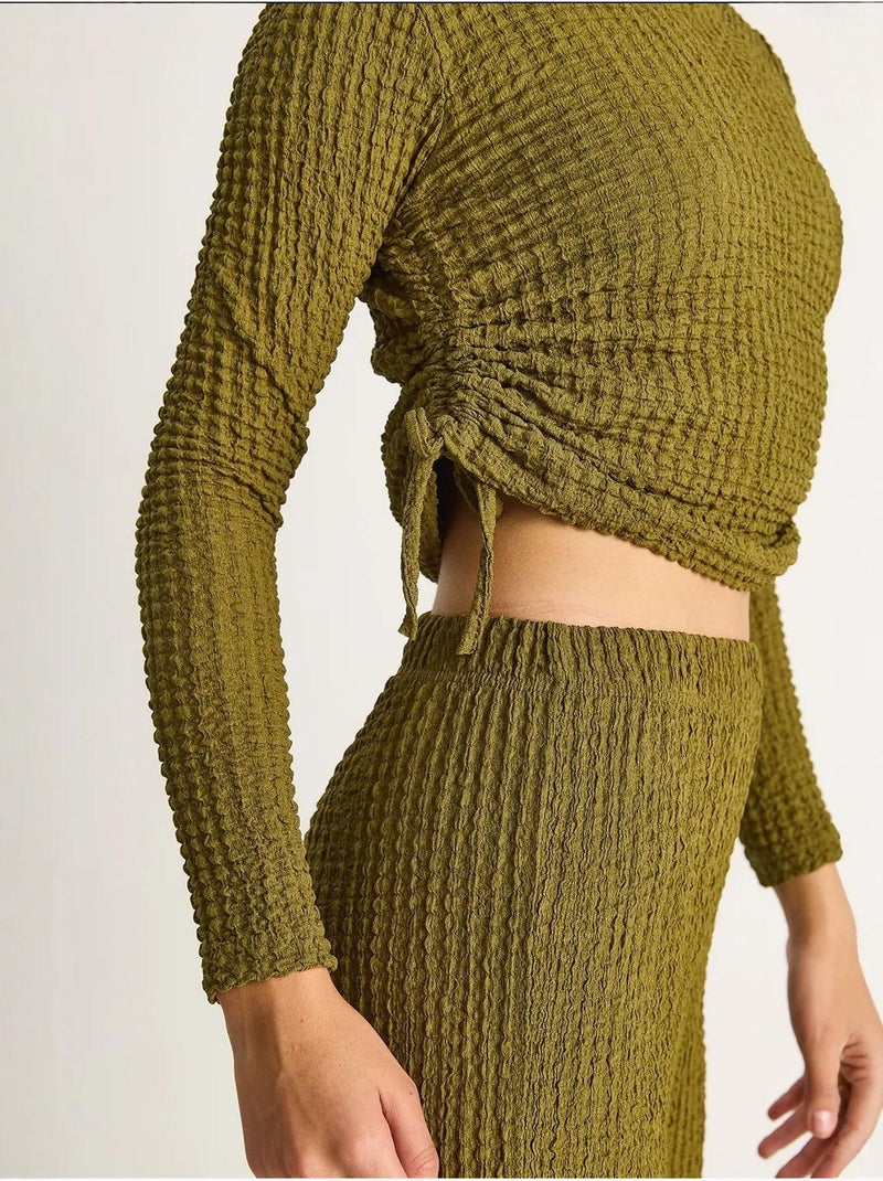 Ensemble deux pièces ajusté avec pantalon évasé lucci Vert - Kiabi