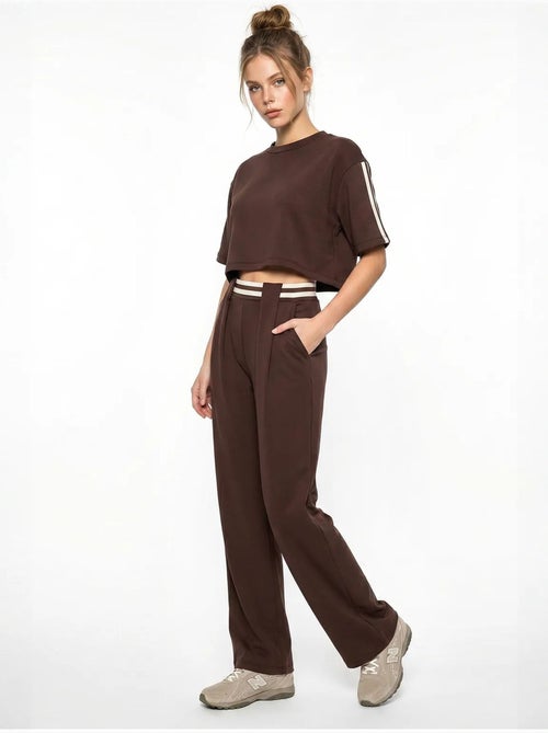 Ensemble deux pièces avec t-shirt col rond et pantalon large lucci - Kiabi Ensemble deux pièces avec t-shirt col rond et pantalon large lucci - Kiabi