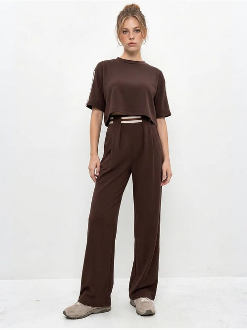 Ensemble deux pièces avec t-shirt col rond et pantalon large lucci - Kiabi Ensemble deux pièces avec t-shirt col rond et pantalon large lucci - Kiabi
