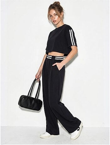 Ensemble deux pièces avec t-shirt col rond et pantalon large lucci