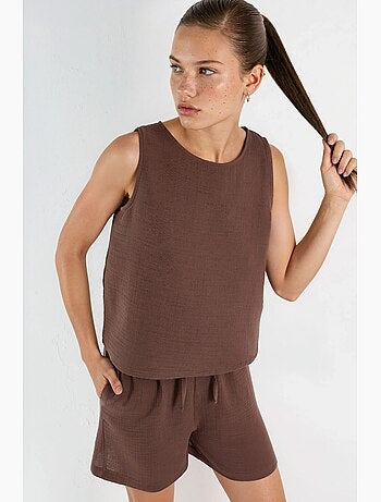 Ensemble deux pièces avec top en mousseline sans manches et short hiccup