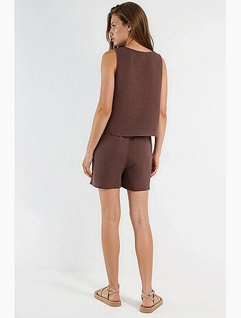 Ensemble deux pièces avec top en mousseline sans manches et short hiccup