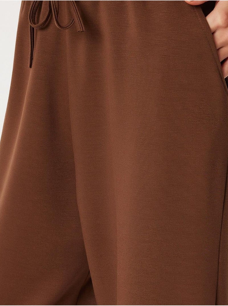 Ensemble deux pièces avec veste à détail poche et pantalon à jambes larges istanbul Marron chocolat - Kiabi