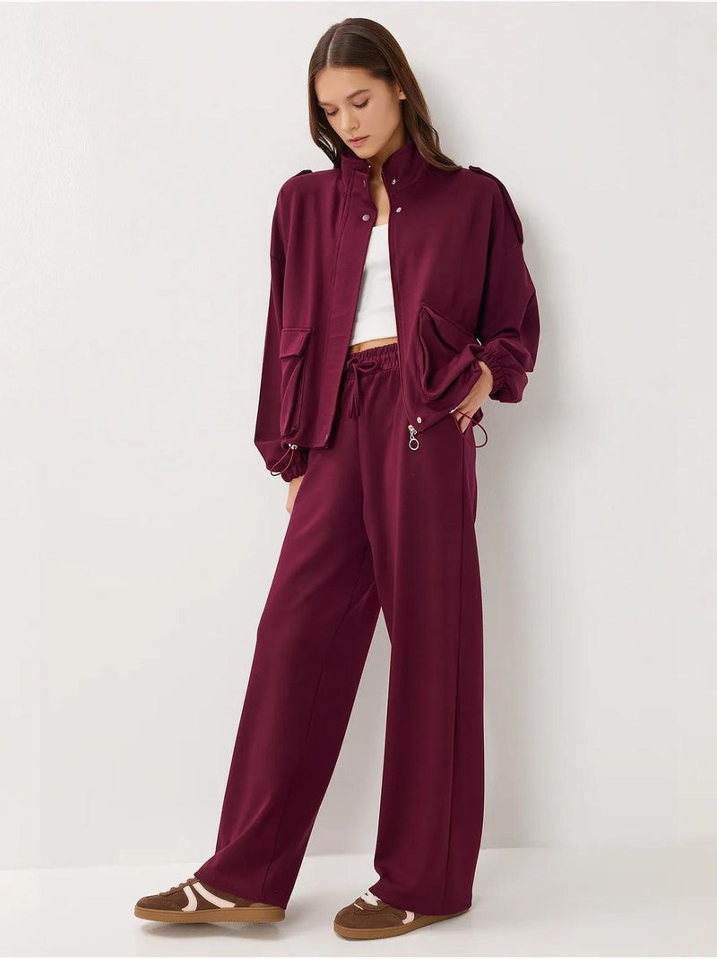 Ensemble deux pièces avec veste à détail poche et pantalon à jambes larges istanbul Mauve - Kiabi