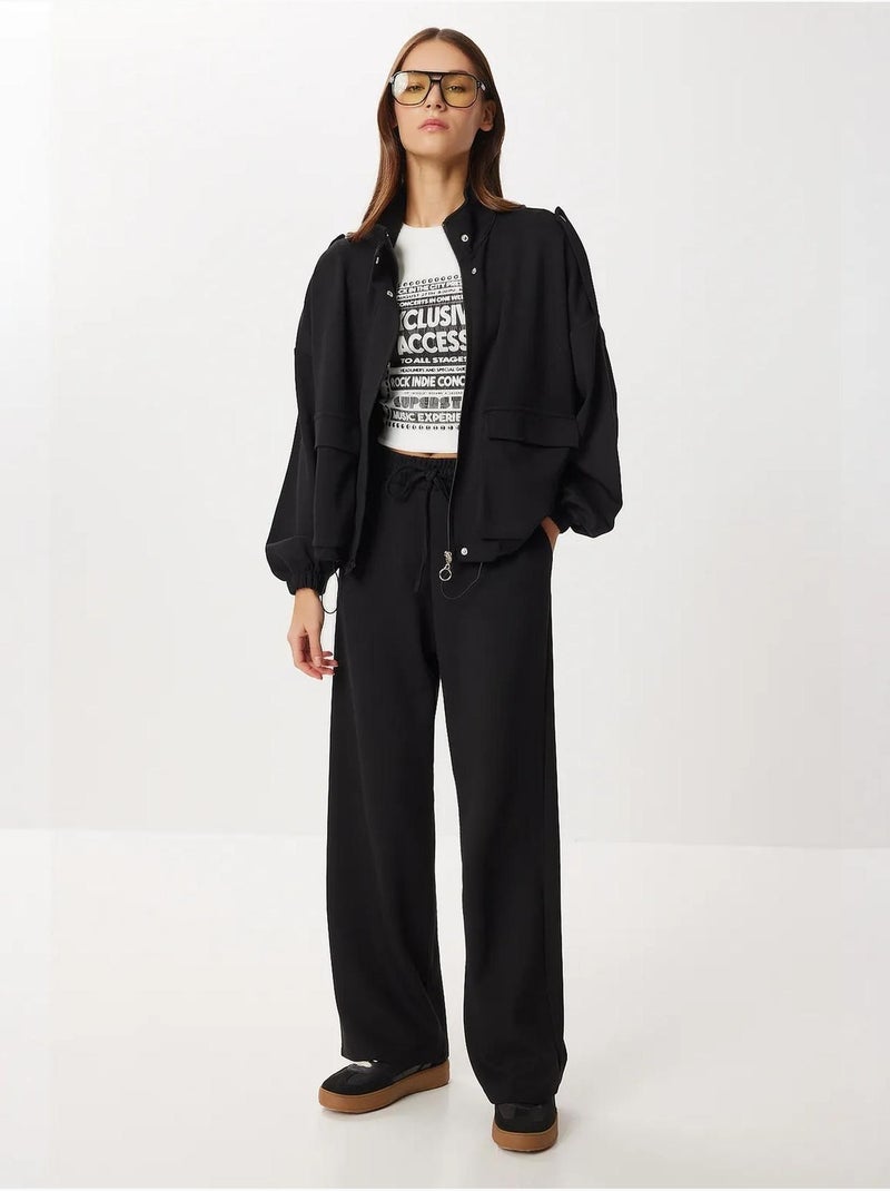 Ensemble deux pièces avec veste à détail poche et pantalon à jambes larges istanbul Noir - Kiabi