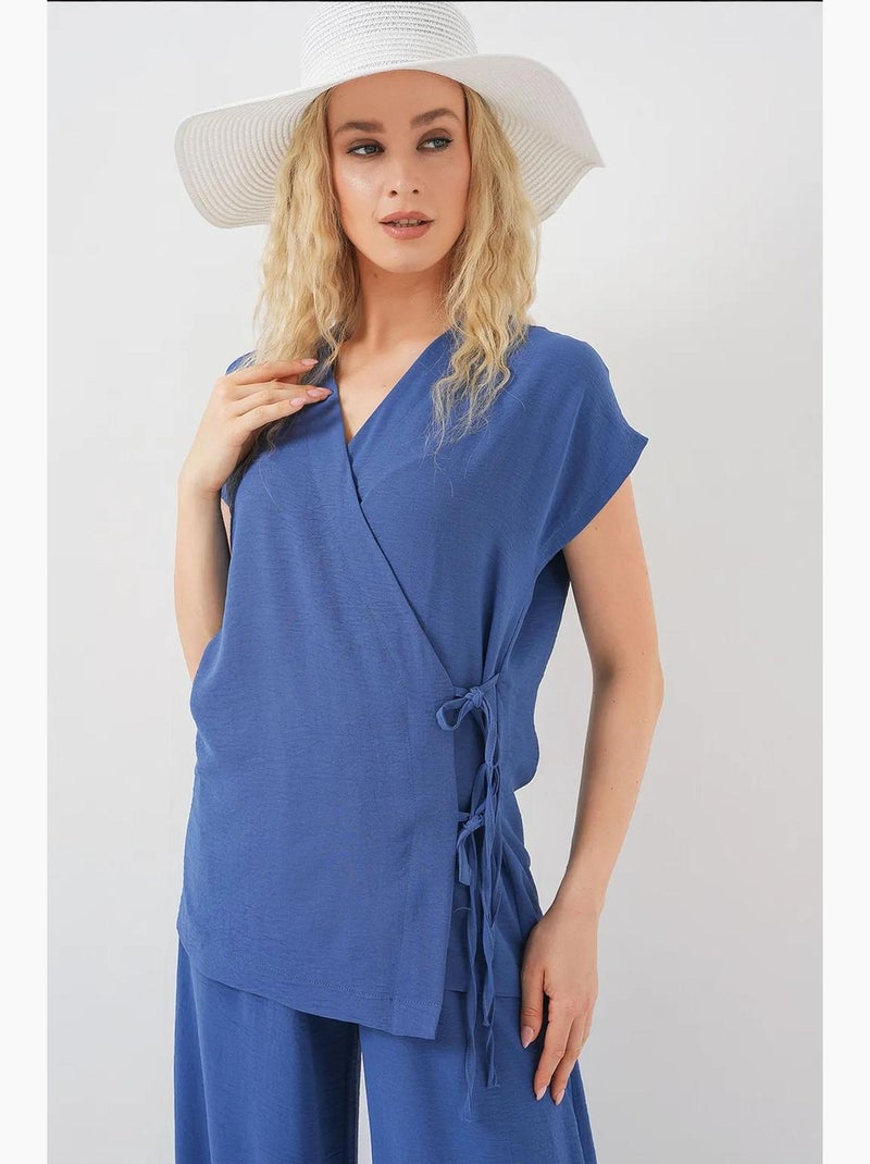 Ensemble deux pièces ayrobin à manches courtes et lacets bdart Bleu saphir - Kiabi