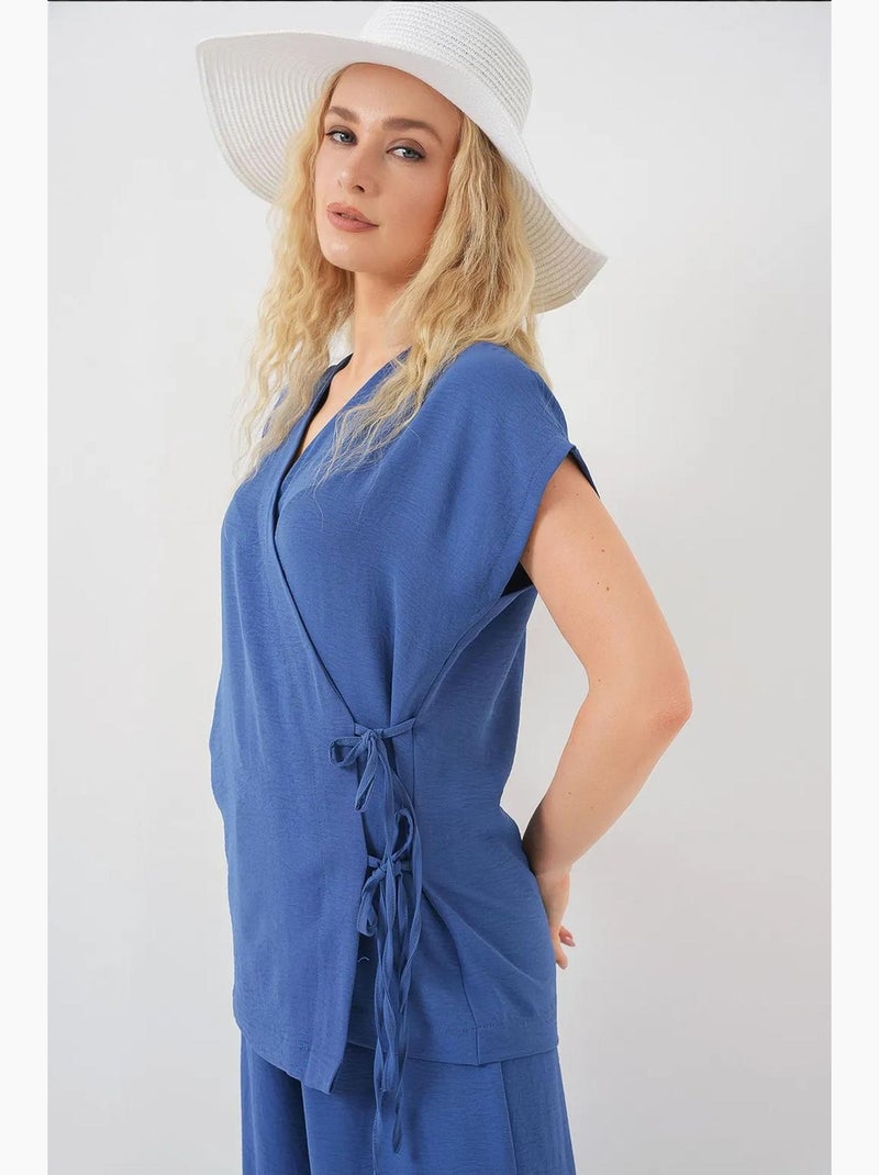 Ensemble deux pièces ayrobin à manches courtes et lacets bdart Bleu saphir - Kiabi