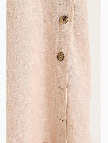 Ensemble deux pièces bianco avec chemisier à nouer, ourlet boutonné doublé et pantalon doublé lucci