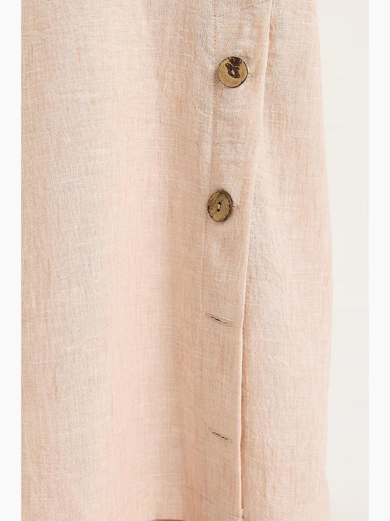 Ensemble deux pièces bianco avec chemisier à nouer, ourlet boutonné doublé et pantalon doublé lucci Sable - Kiabi