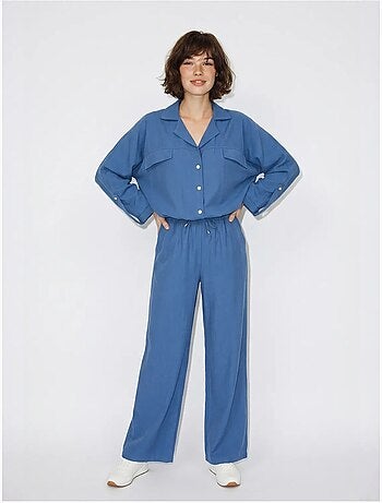 Ensemble deux pièces : blouse et pantalon large en crêpe lucci